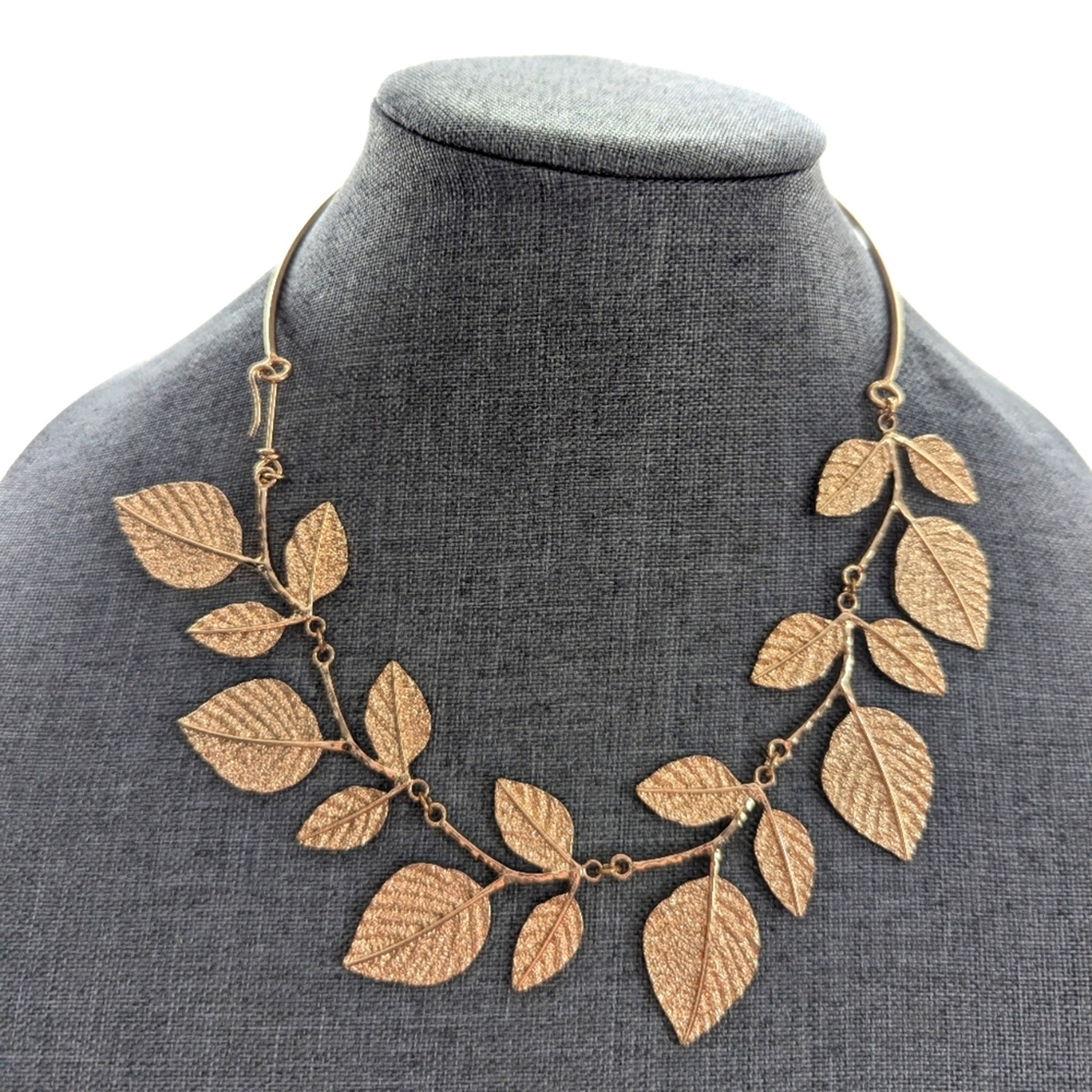St. Thomas Gold Tone Chain Link Leaf Greek Collar Boho Wrap Necklace Nwt 18
